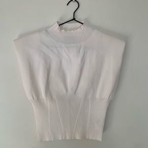 NWOT boutique white corset mock neck sweater